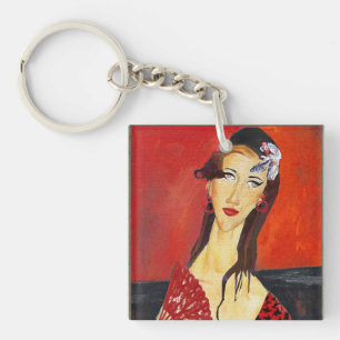 The Red Fan (based on Modigliani's painting) Key Ring