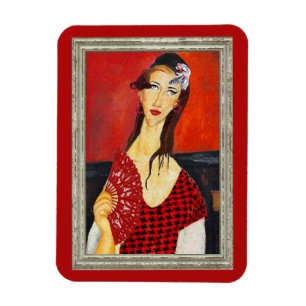The Red Fan (based on Modigliani's painting) Magnet