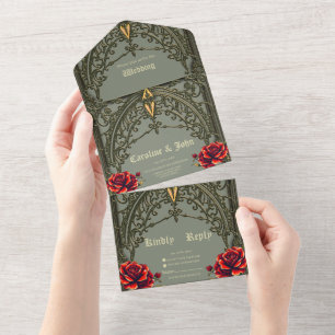 The red flower, the blossom of affection. all in one invitation