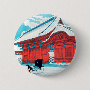 The Red Gate of Hongo in Snow by Hiroaki Takahashi 6 Cm Round Badge