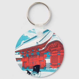 The Red Gate of Hongo in Snow by Hiroaki Takahashi Key Ring