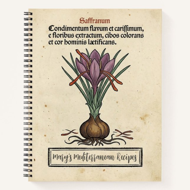 The Red Gold Crocus: Mediaeval Saffron Recipe Notebook (Front)