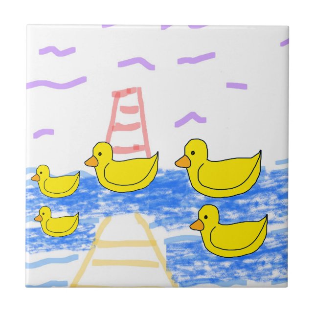 The Red Lighthouse and the Yellow Duck Pier Tile (Front)