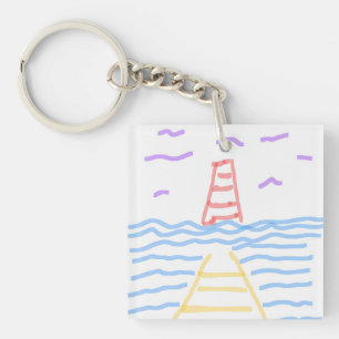 The Red Lighthouse and the Yellow Pier Keychain