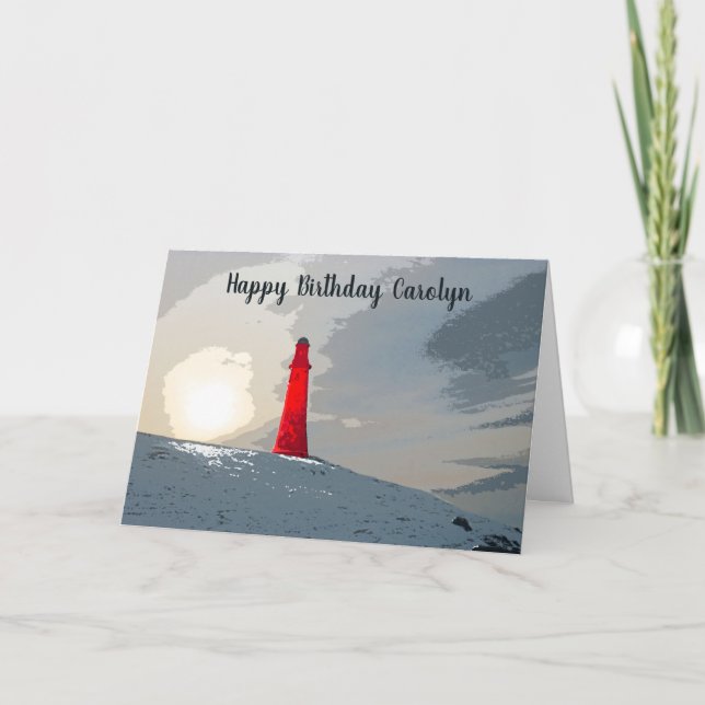 The red lighthouse, birthday card, personalised card (Front)