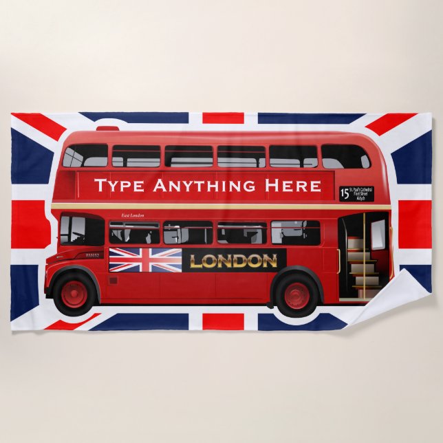 The Red London Bus Beach Towel (Front)
