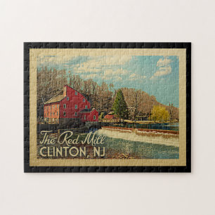 The Red Mill Clinton New Jersey Vintage Travel Jigsaw Puzzle