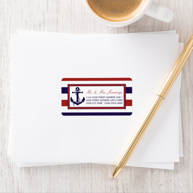 The Red & Navy Nautical Anchor Wedding Collection Label (Insitu)