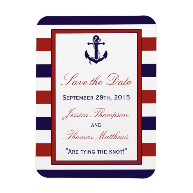 The Red & Navy Nautical Anchor Wedding Collection Magnet (Vertical)