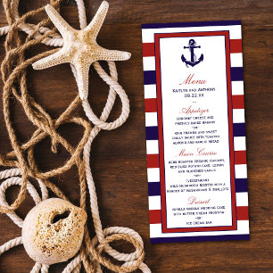 The Red & Navy Nautical Anchor Wedding Collection Menu