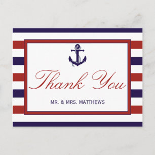 The Red & Navy Nautical Anchor Wedding Collection Postcard