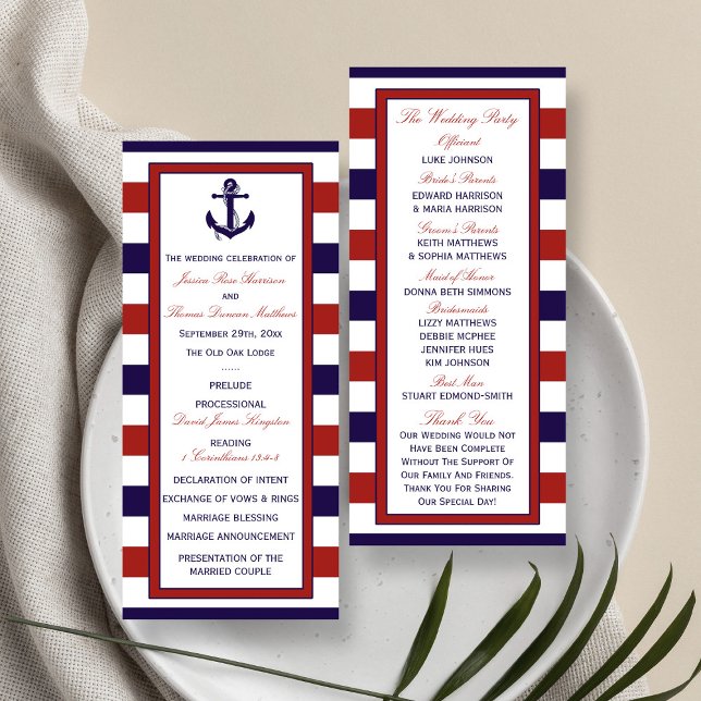 The Red & Navy Nautical Anchor Wedding Collection Programme (Creator Uploaded)