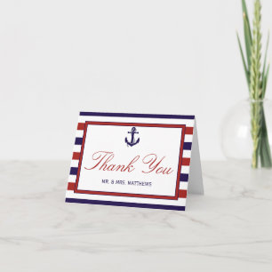The Red & Navy Nautical Anchor Wedding Collection Thank You Card