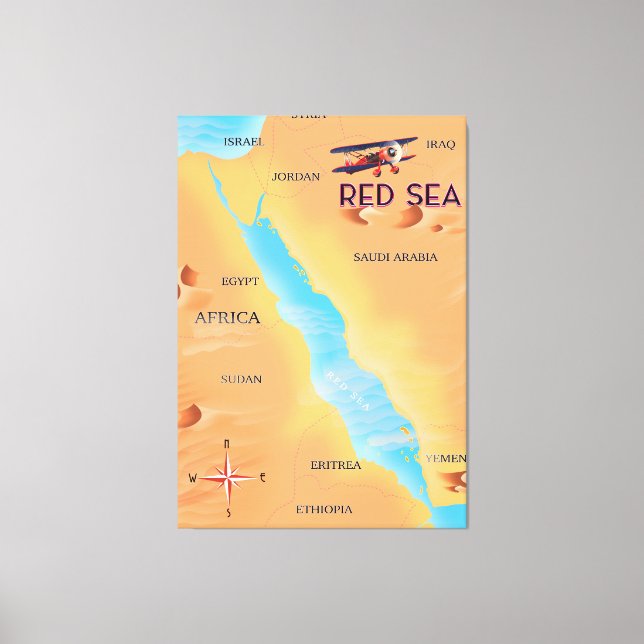 The Red Sea Travel Map Canvas Print (Front)