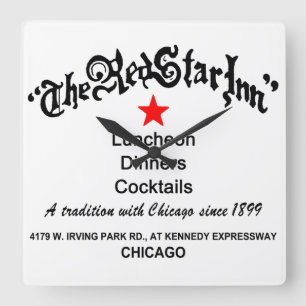 The Red Star Inn Restaurant, Chicago, IL Square Wall Clock
