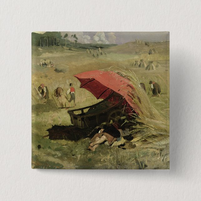 The Red Sunshade, c.1860 15 Cm Square Badge (Front)