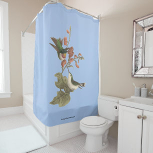 The Red-throated or Ruby-throated Hummingbird Shower Curtain