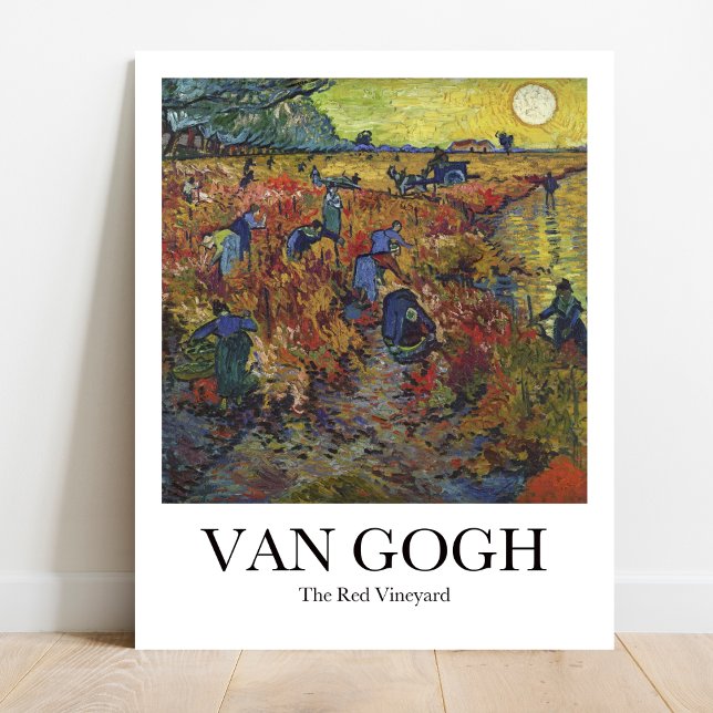 The Red Vineyard by Vincent van Gogh Poster (Van Gogh's vibrant "The Red Vineyard" poster. Lush red rows & swirling sky in iconic brushstrokes)