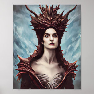 The Red Witch Of The Mountains Fantasy art Poster