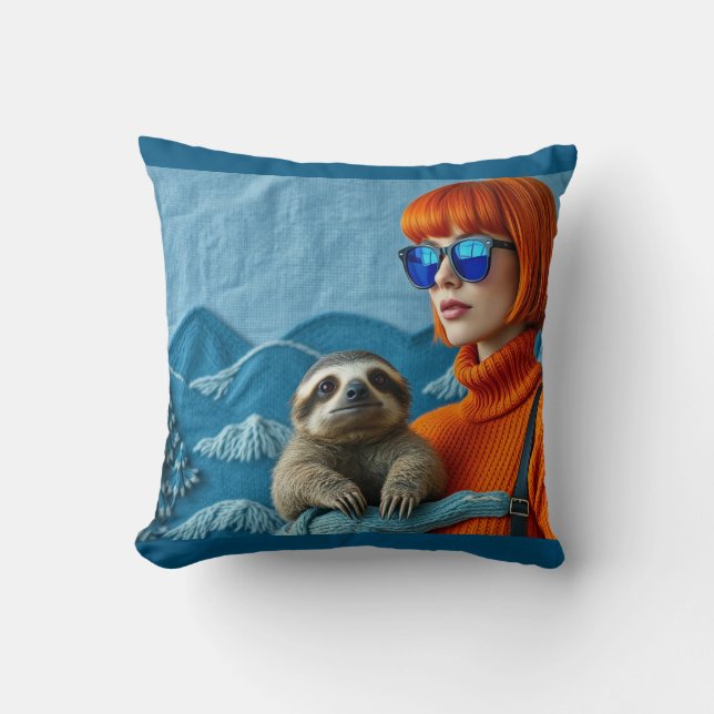 The Redhead and the sloth Cushion (Front)