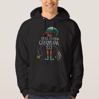The Reel Cool Grandpa Elf Matching Family Fishing  Hoodie