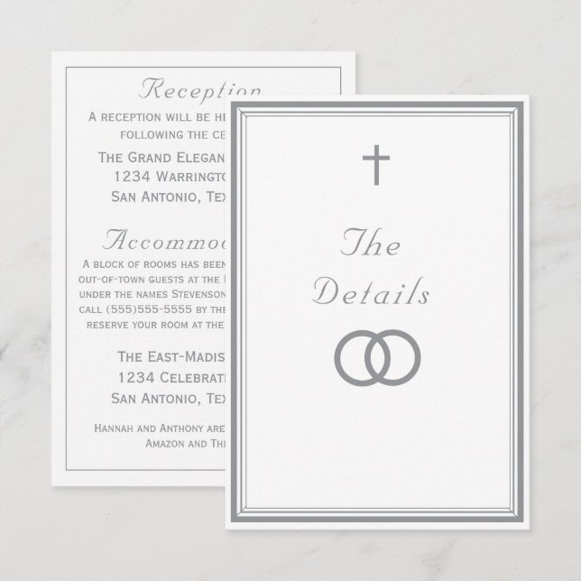 The Refined Catholic Silver Wedding Enclosure Card (Front/Back)