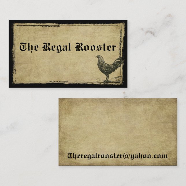 The Regal Rooster- Custom Order Business Card (Front/Back)
