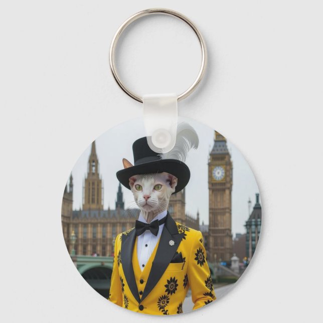 The Regal Sphynx in his dashing suit at Parliament Key Ring (Front)