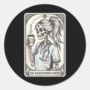 The Registered Nurse Tarot Card Skeleton Rn Nursin Classic Round Sticker