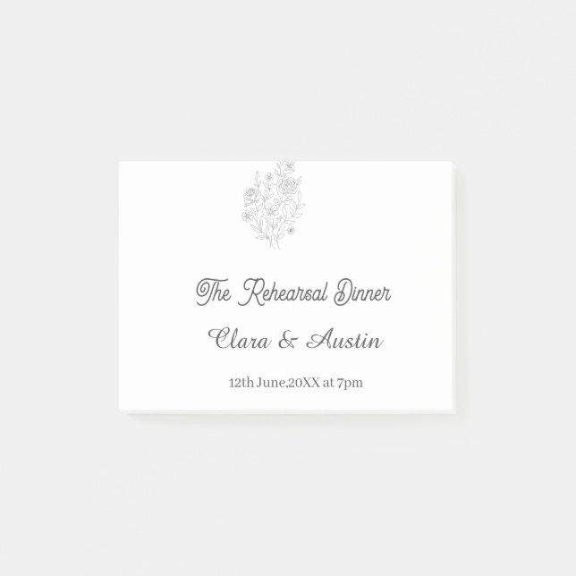 The. Rehearsal dinner floral one day before name  Post-it Notes (Front)