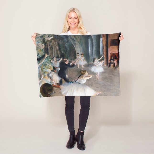 The Rehearsal Onstage, Edgar Degas Fleece Blanket (In Situ)
