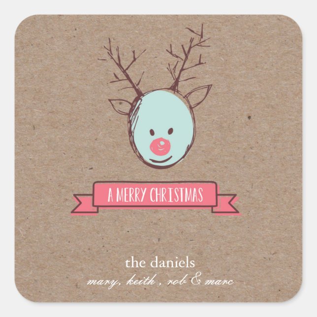 the Reindeer Holiday Gift Tag Labels (Front)