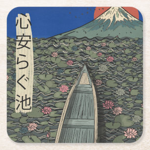 The Relaxing Pond Square Paper Coaster