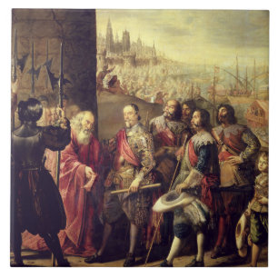 The Relief of Genoa, 1528, c.1634-35 (oil on canva Tile