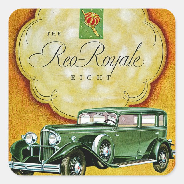 The Reo-Royale Eight Square Sticker (Front)