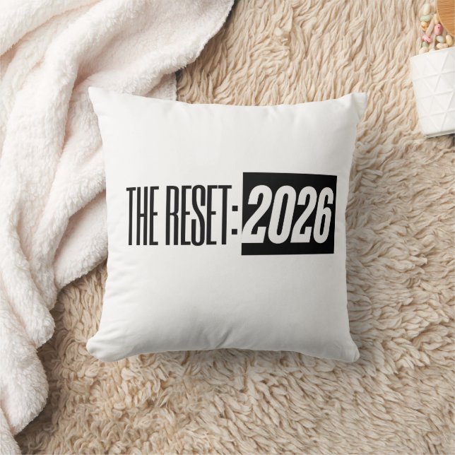 THE RESET: 2026 Black & White Typography Pillow (Blanket)