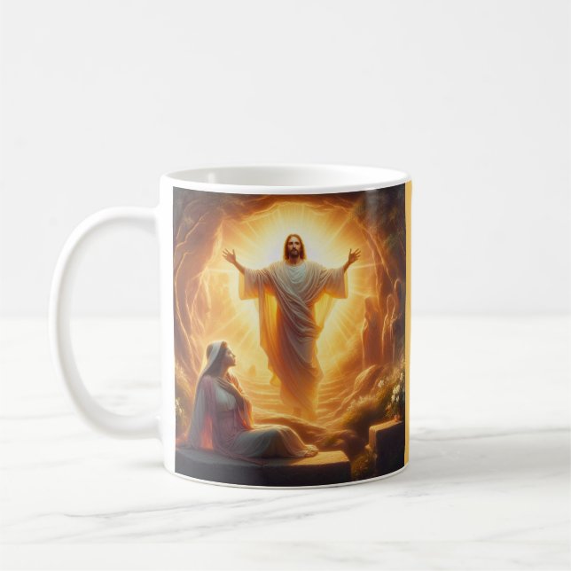 The Resurrection Light: Jesus Christ Rises Coffee Mug (Left)