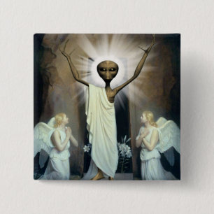 The Resurrection Of Alien Jesus 15 Cm Square Badge