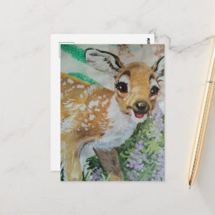 The Retro Baby Deer Collage Postcard