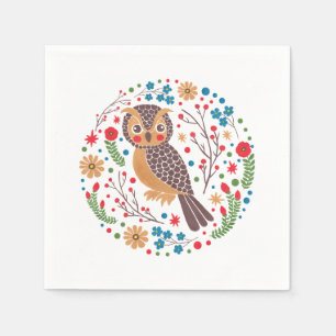 The Retro Horned Owl Napkin