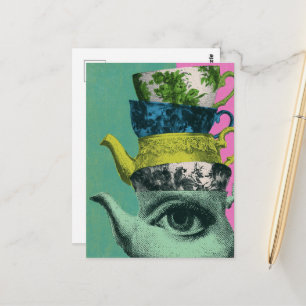 The Retro Teacup Teakettle Stack Postcard