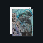 The Retro Working Man Trunk and Saws Collage Postcard<br><div class="desc">A mixed media collage made and photographed by Angelandspot in the year 2026 with vintage images in black and white from a wood working book from the 1950s era combined with some other papers and paints in a mixed media collage format</div>