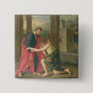 The Return of the Prodigal Son, 1823 (oil in canva 15 Cm Square Badge