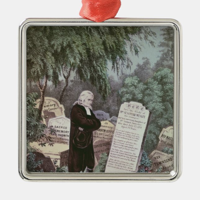 The Rev. John Wesley visiting his mother's grave Metal Tree Decoration (Front)
