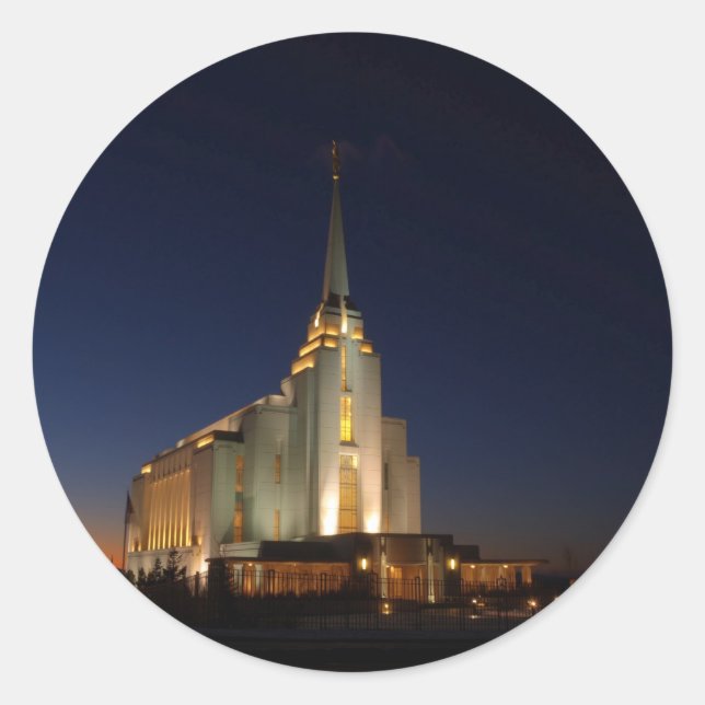 The Rexburg LDS Temple Classic Round Sticker (Front)