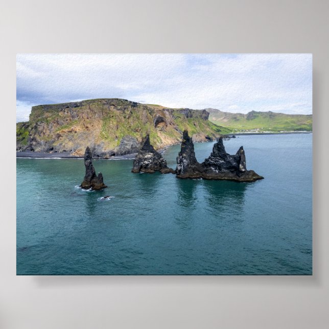 The Reynisdrangar rock formations in Iceland Poster (Front)