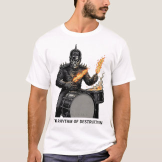 "The Rhythm of Destruction" Fiery Drummer Metal T-Shirt