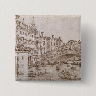 The Rialto Bridge, Venice 15 Cm Square Badge