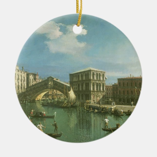 The Rialto Bridge, Venice Ceramic Tree Decoration (Front)