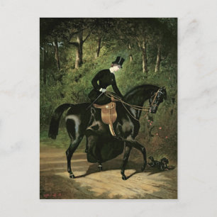 The Rider Kipler on her Black Mare Postcard